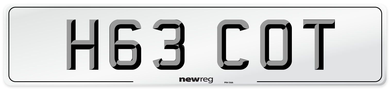 H63 COT Number Plate from New Reg